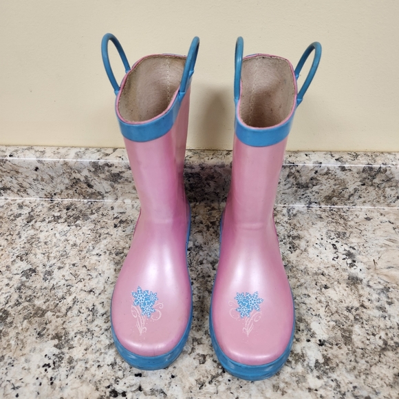 Disney Girls Frozen Anna Elsa Rainboots Flat Heel Rain Boots Size 13/1 - Picture 6 of 9